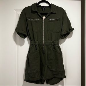 NWT army green cargo romper